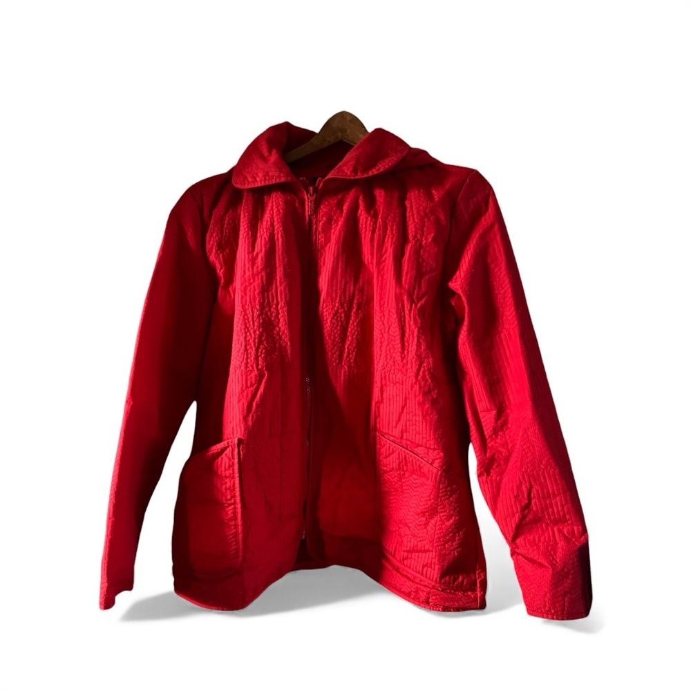 Totes red zip up hooded vintage jacket medium